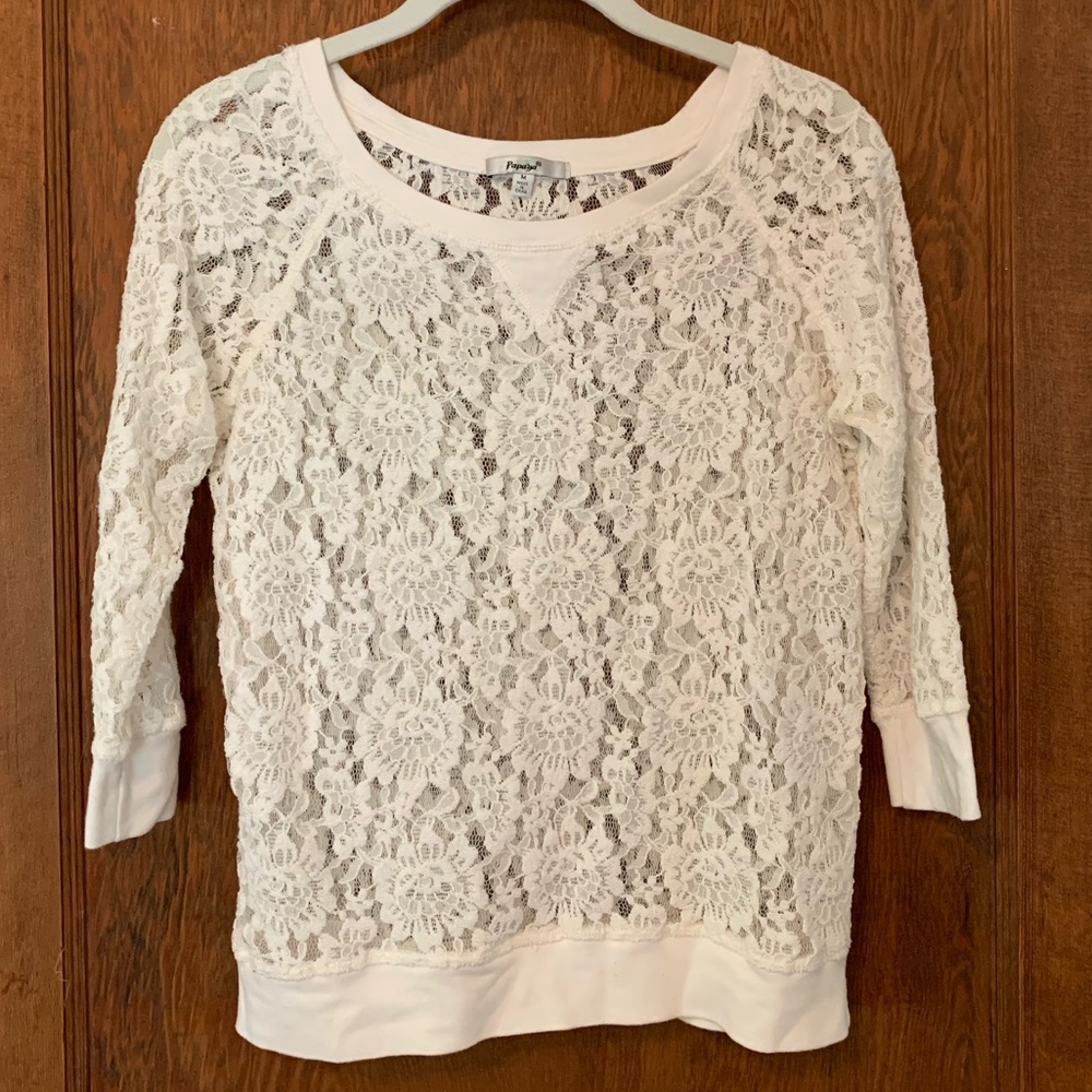 White see through lace sweater